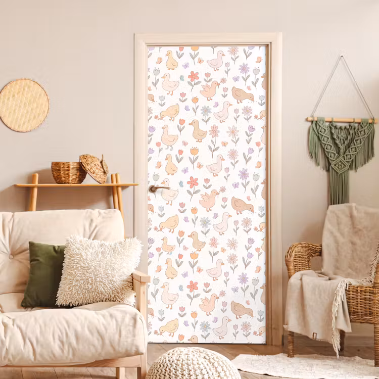 Door sticker - Birds - Flowers - Patterns - Pastel - Animals — 3
