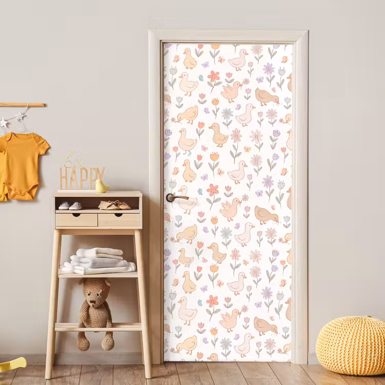 Door sticker - Birds - Flowers - Patterns - Pastel - Animals — 5
