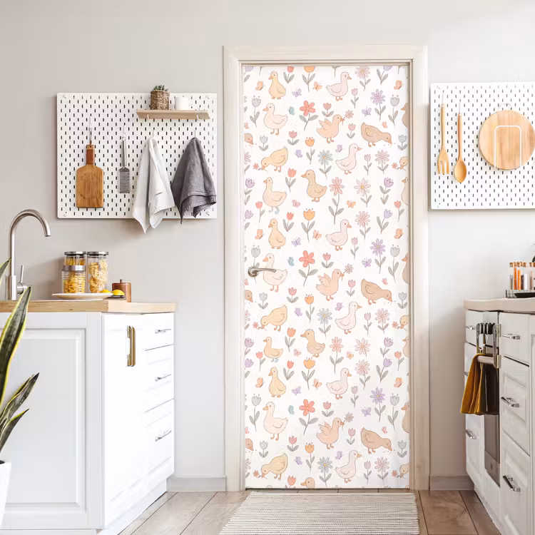 Door sticker - Birds - Flowers - Patterns - Pastel - Animals — 6