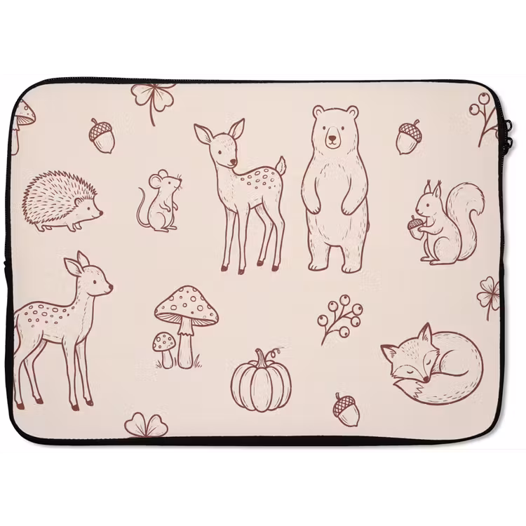 Laptop Sleeve - Animals - Forest - Nature - Sketch - Pattern — 1
