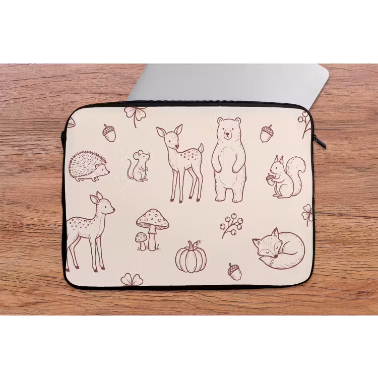 Laptop Sleeve - Animals - Forest - Nature - Sketch - Pattern — 2