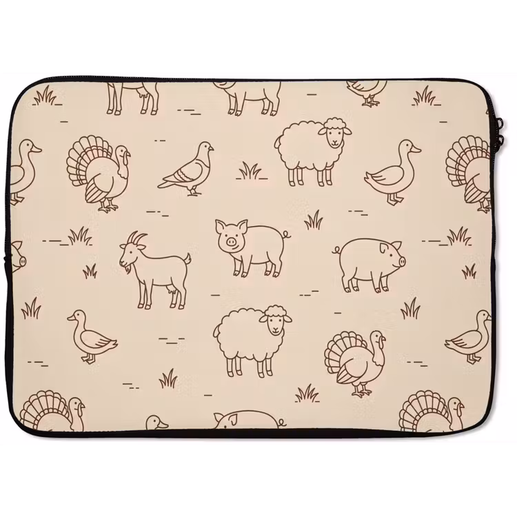 Laptop Sleeve - Animals - Pattern - Farm - Minimalist - Beige — 1