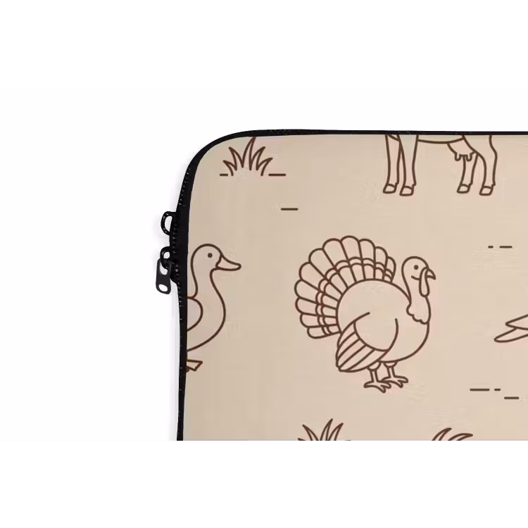 Laptop Sleeve - Animals - Pattern - Farm - Minimalist - Beige — 5