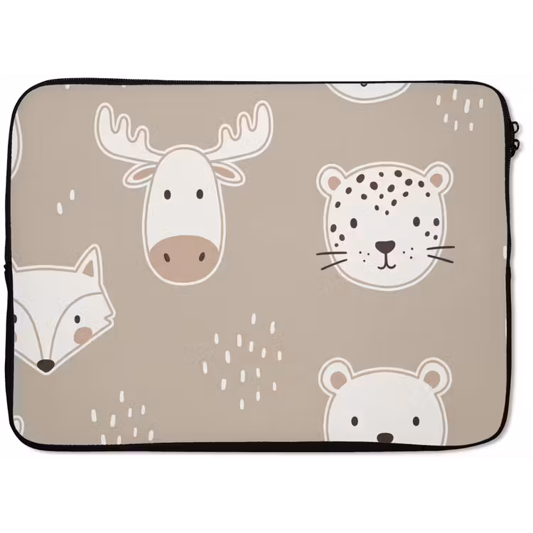 Laptop Sleeve - Animals - Pattern - Illustration - Modern - Beige — 1