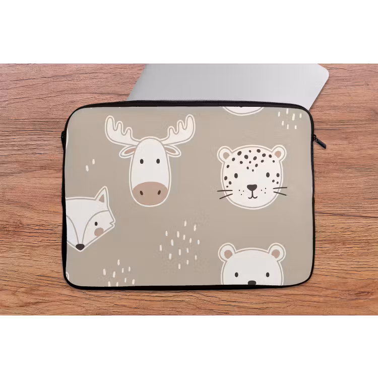 Laptop Sleeve - Animals - Pattern - Illustration - Modern - Beige — 2