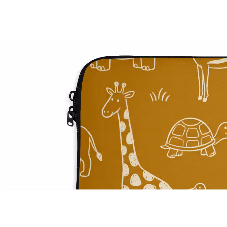 Laptop Sleeve - Animals - Safari - Pattern - Childlike - Ochre — 5
