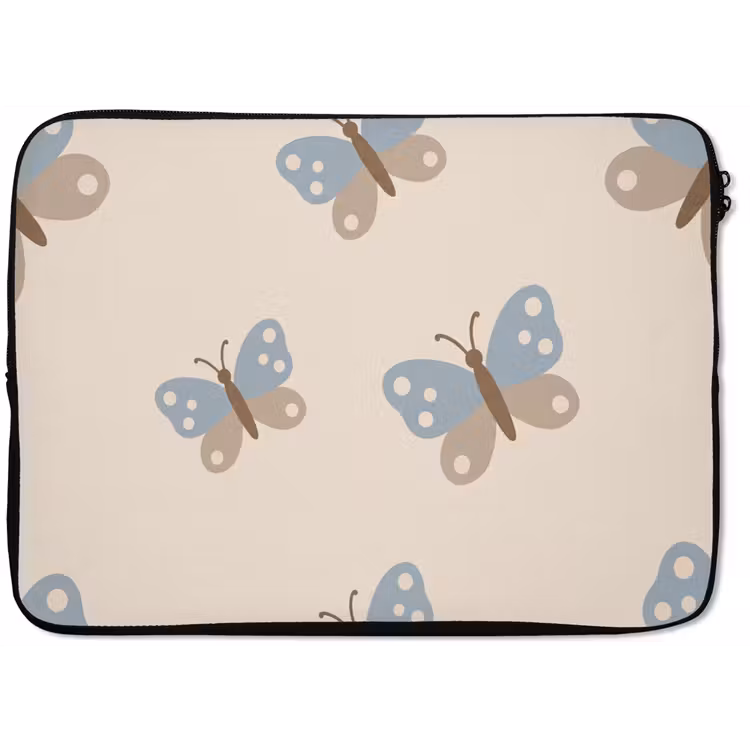 Laptop Sleeve - Insect - Butterfly Pattern - Abstract - Blue - Beige — 1