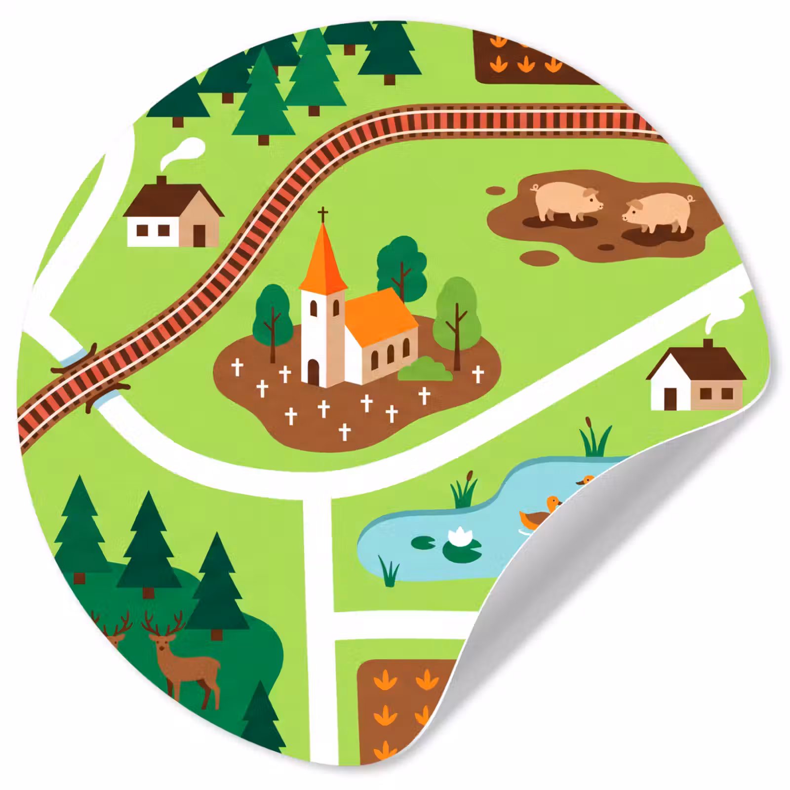 Wallpaper Circle - Countryside - Animals - Illustration — 1