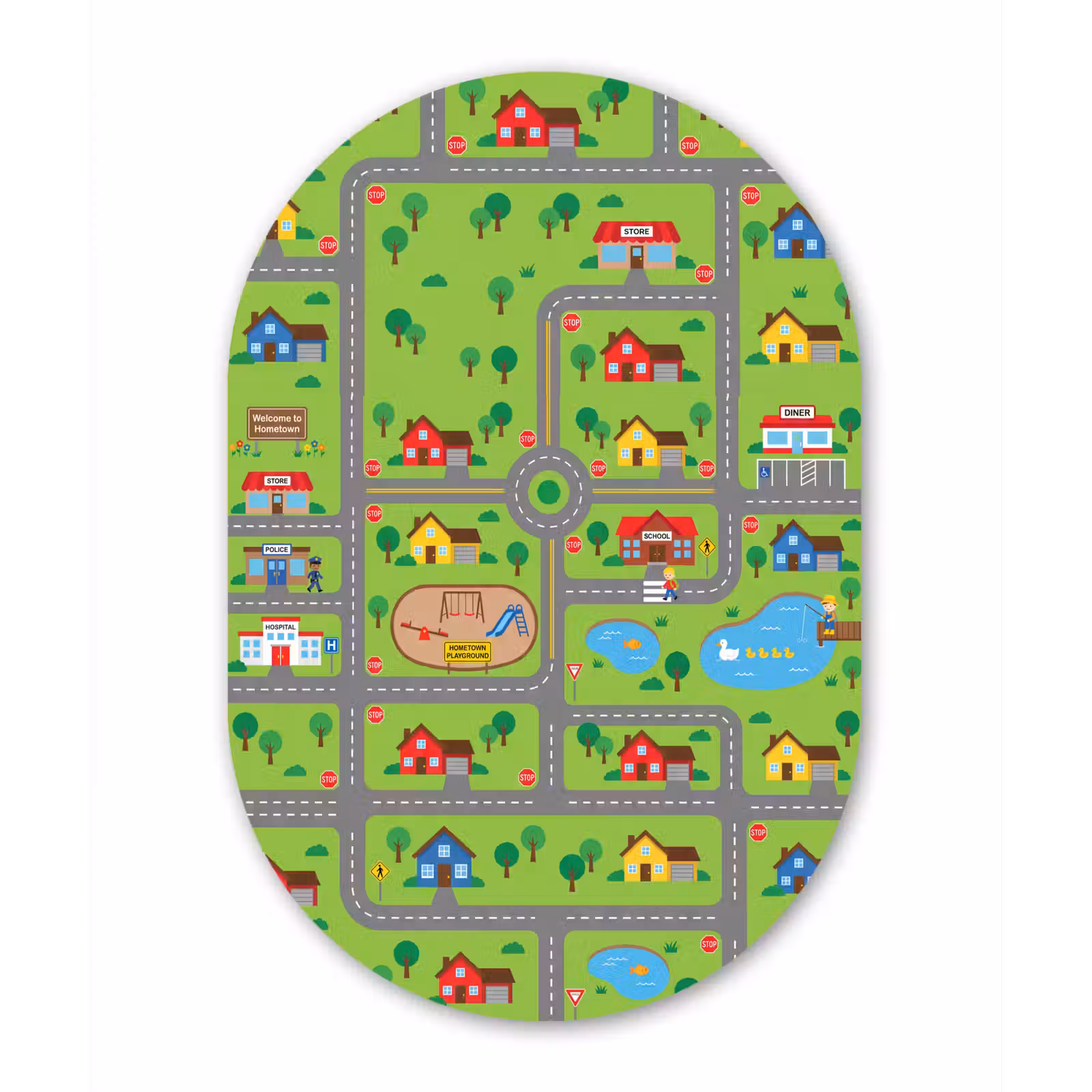 aluminium oval wall art - City - Roads - Cartoon — 1