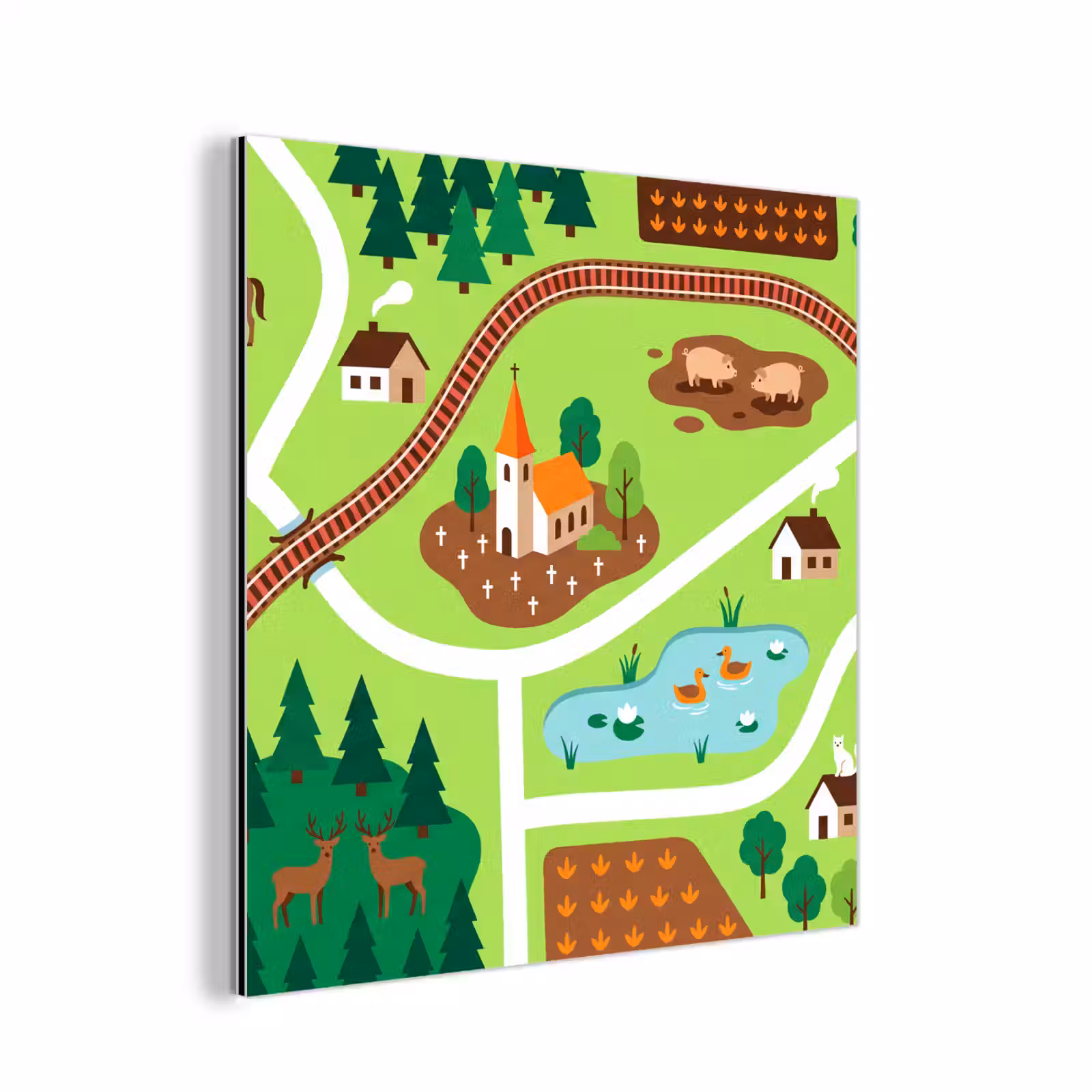 aluminium wall art - Countryside - Animals - Illustration — 1