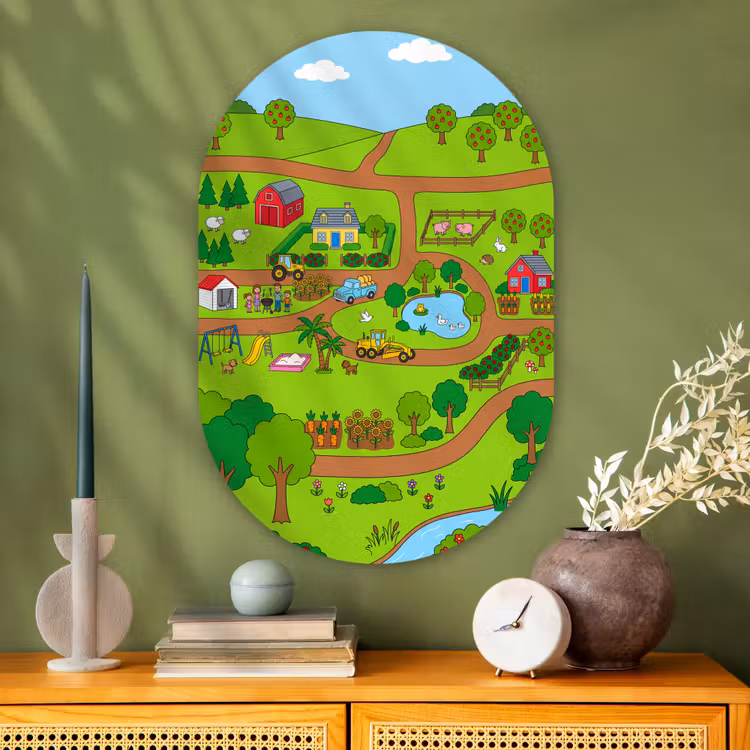 Oval - Glass - Countryside - Animals - Cartoon — 2