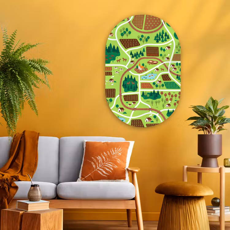 Oval - Glass - Countryside - Animals - Illustration — 3