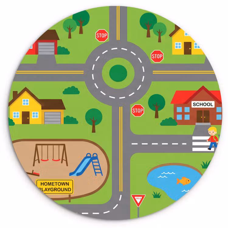 round wall art - City - Roads - Cartoon — 1