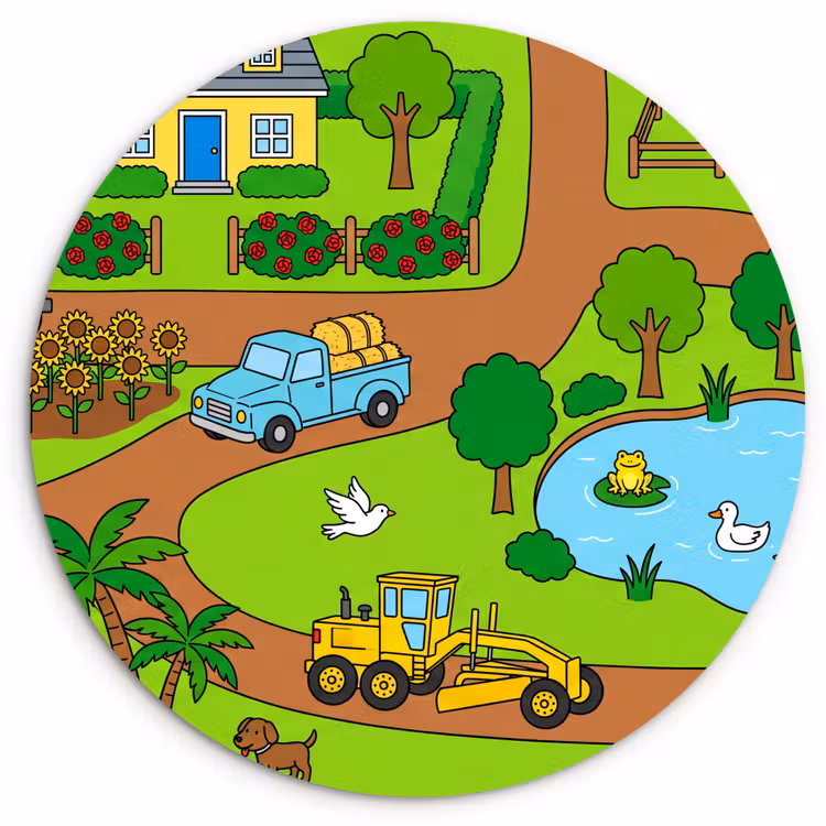 round wall art - Countryside - Animals - Cartoon — 1