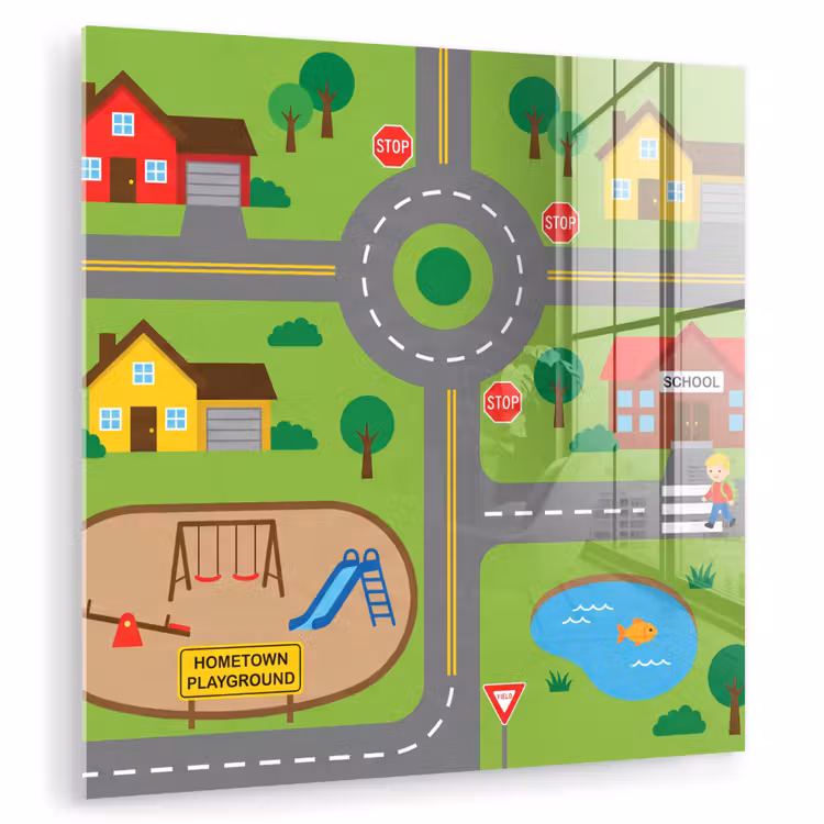 Glass Print - City - Roads - Cartoon — 1
