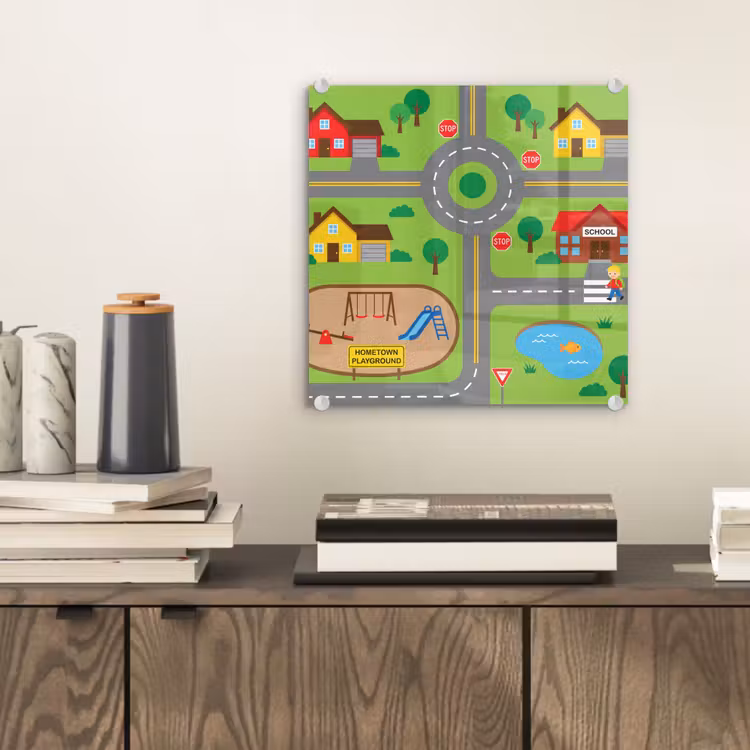 Glass Print - City - Roads - Cartoon — 2
