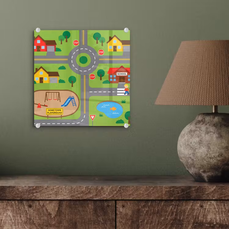 Glass Print - City - Roads - Cartoon — 4