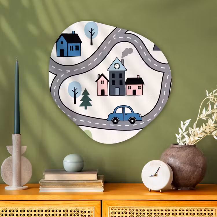 Organic painting - Aluminum -. Map - City - Kid-Friendly — 2