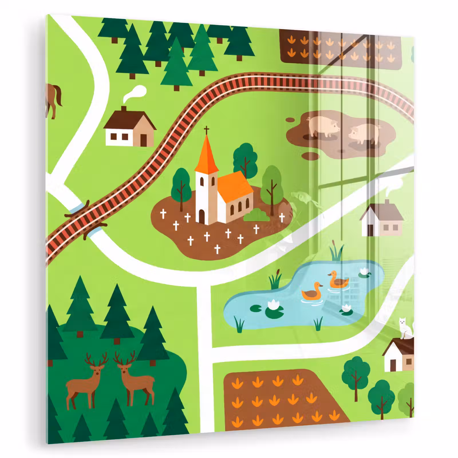 Glass Print - Countryside - Animals - Illustration — 1