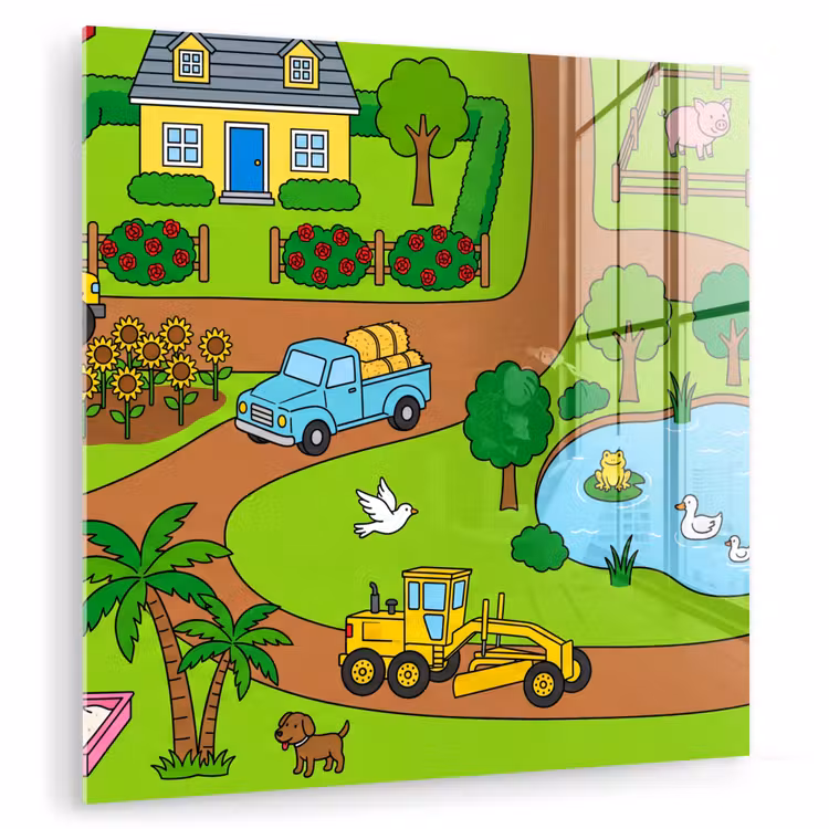 Glass Print - Countryside - Animals - Cartoon — 1