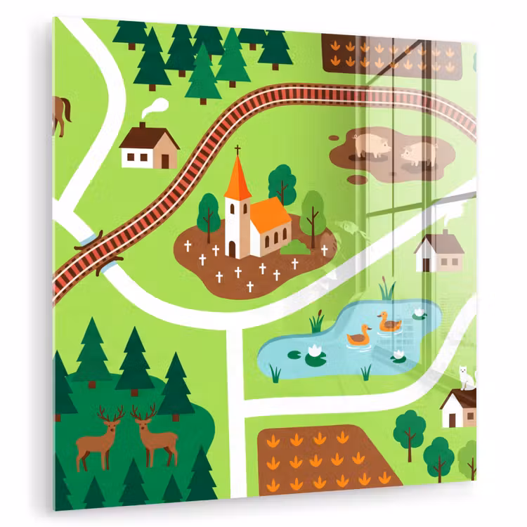 Glass Print - Countryside - Animals - Illustration — 1