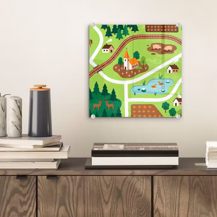 Glass Print - Countryside - Animals - Illustration — 2