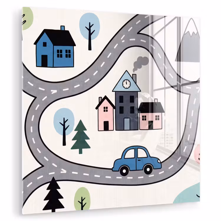 Glass Print - Map - City - Kid-Friendly — 1