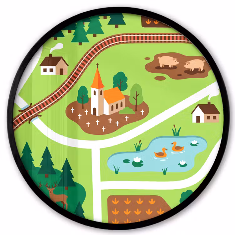 Photo Frame Round - Countryside - Animals - Illustration — 1
