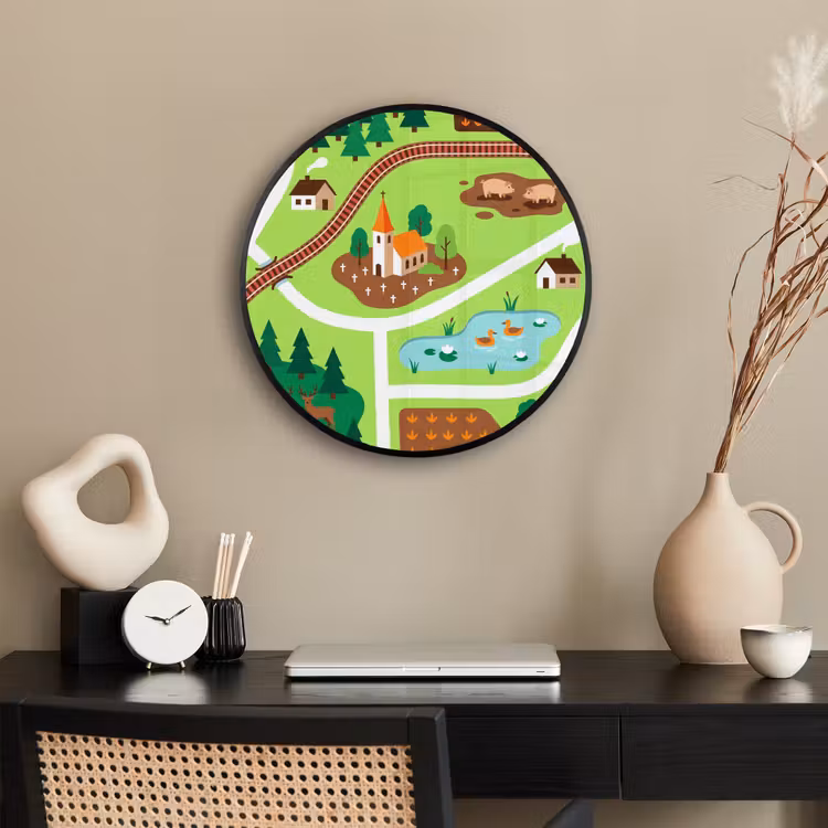 Photo Frame Round - Countryside - Animals - Illustration — 2