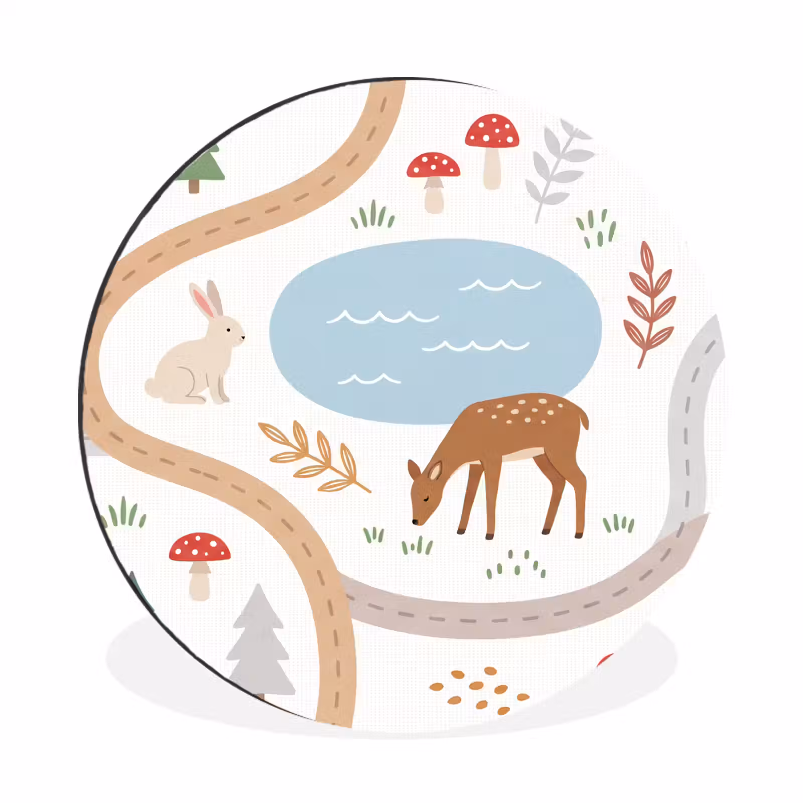 Wall circle - Aluminum - Animals - Forest - Illustration — 1