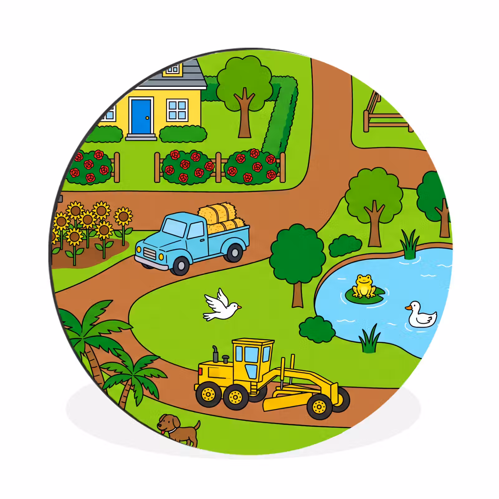 Wall circle - Aluminum - Countryside - Animals - Cartoon — 1