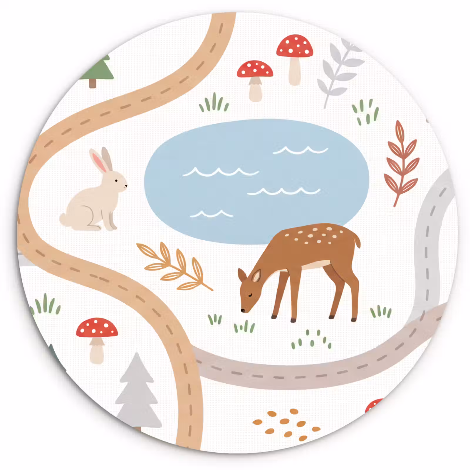 Wall circle - Glass - Animals - Forest - Illustration — 1