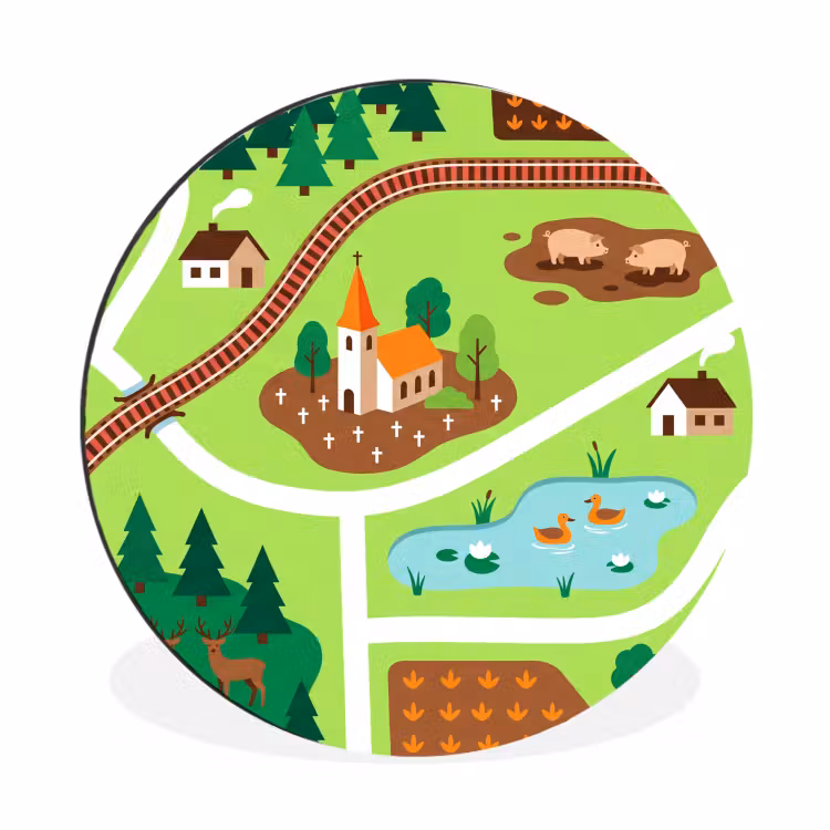 Wall circle - Aluminum - Countryside - Animals - Illustration — 1