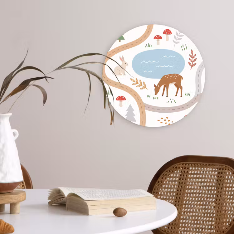Wall circle - Glass - Animals - Forest - Illustration — 4