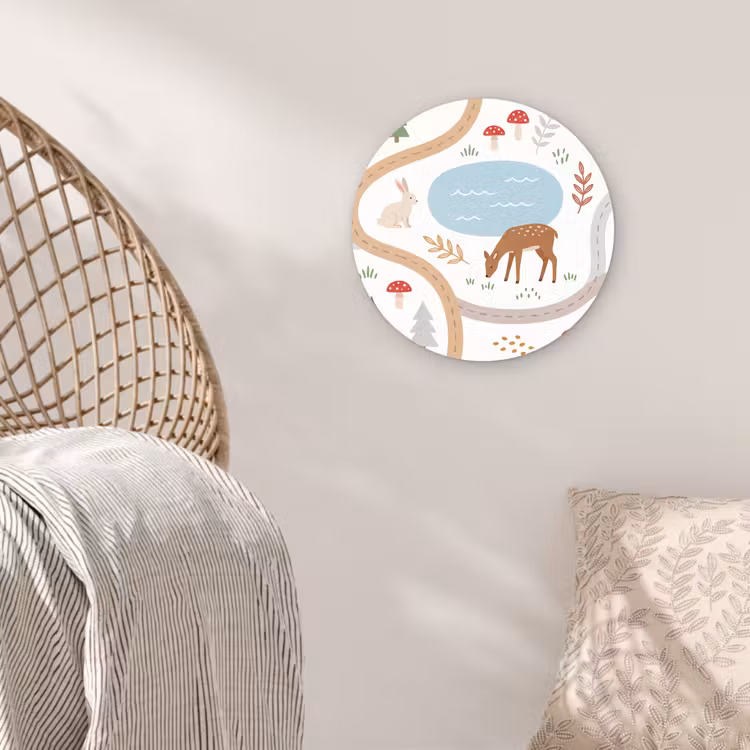 Wall circle - Glass - Animals - Forest - Illustration — 5