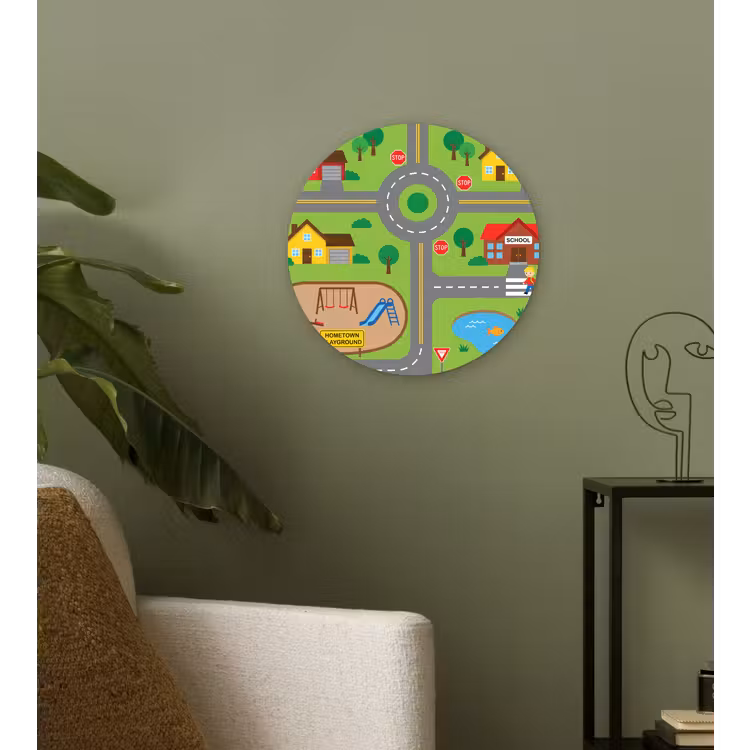 Wall circle - Glass - City - Roads - Cartoon — 3