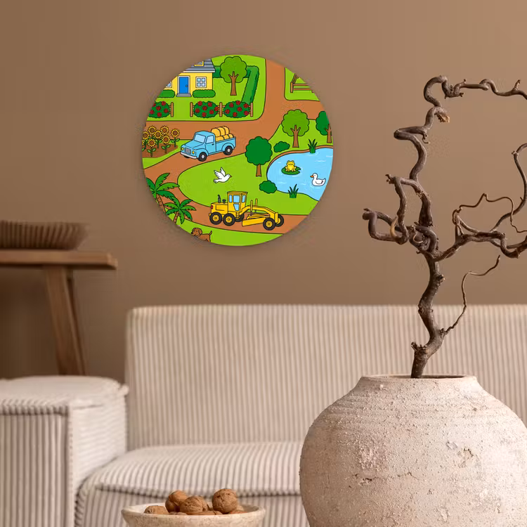 Wall circle - Glass - Countryside - Animals - Cartoon — 2