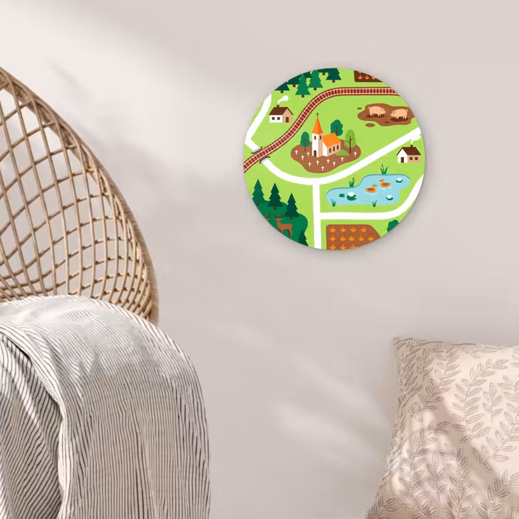 Wall circle - Glass - Countryside - Animals - Illustration — 5