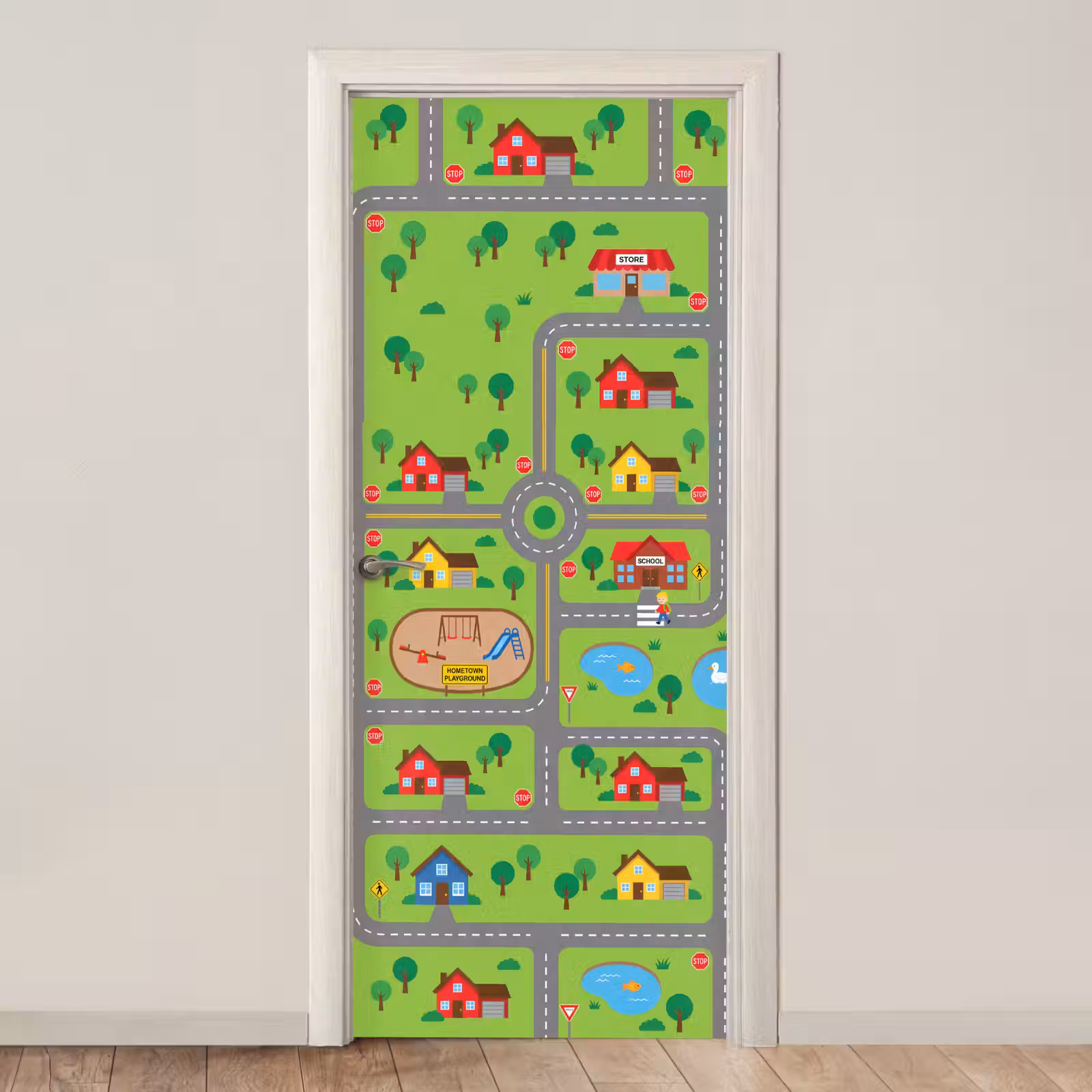 Door sticker - City - Roads - Cartoon — 1