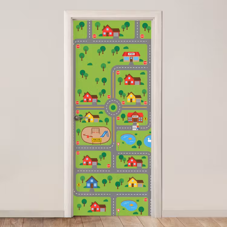 Door sticker - City - Roads - Cartoon — 1