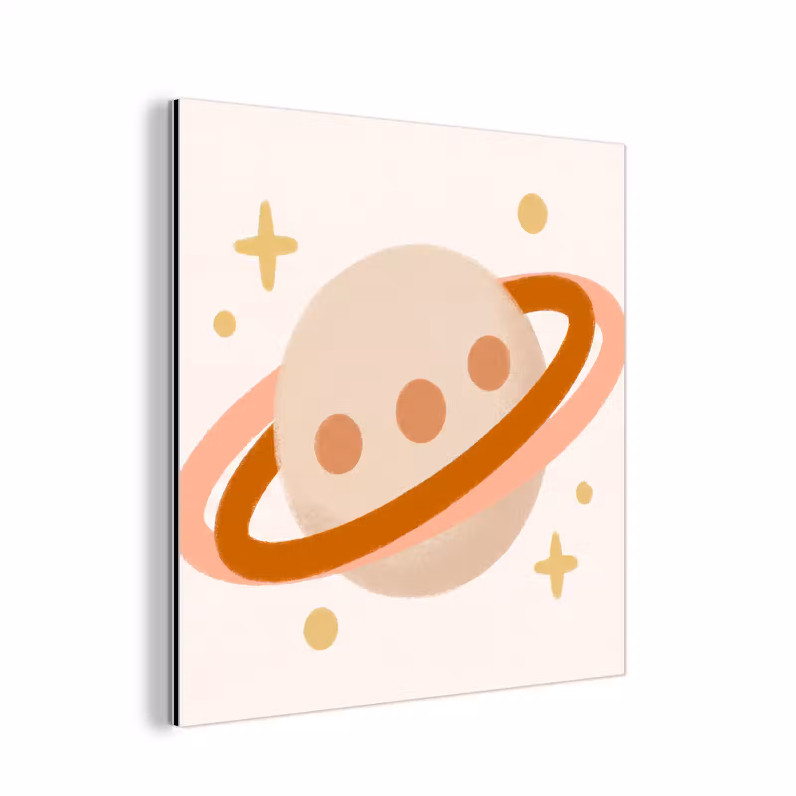 aluminium wall art - Planet - Rings - Space - Illustration - Beige — 1