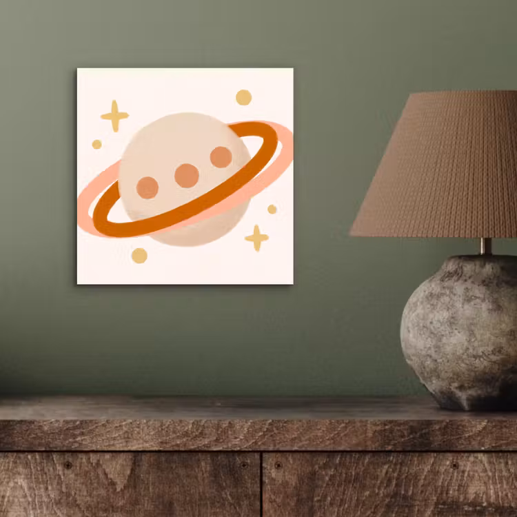aluminium wall art - Planet - Rings - Space - Illustration - Beige — 3