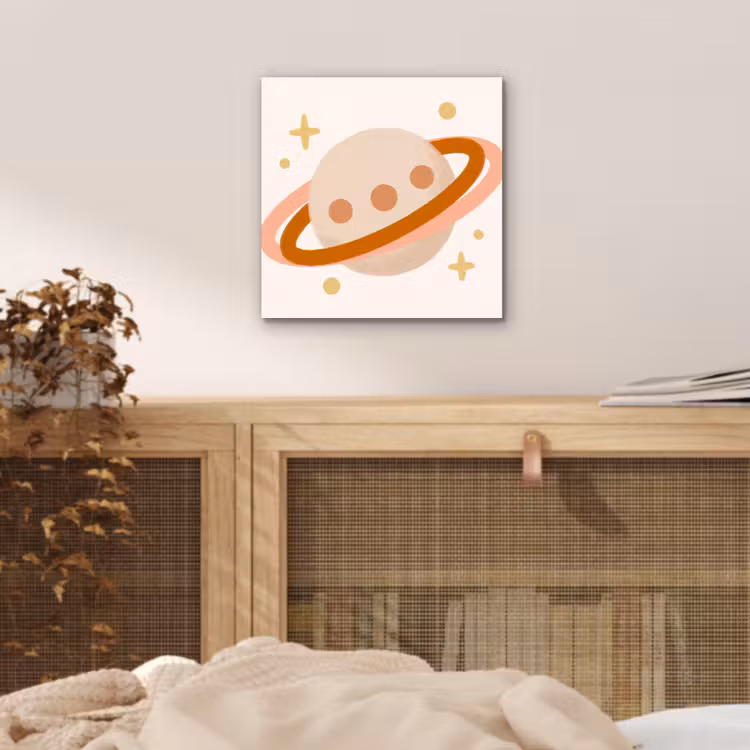 aluminium wall art - Planet - Rings - Space - Illustration - Beige — 4