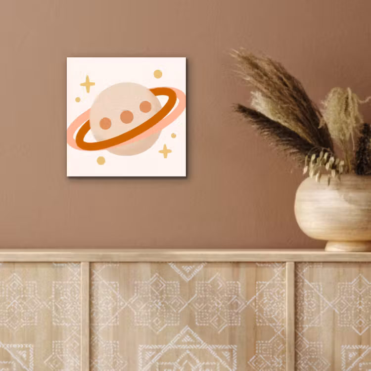 aluminium wall art - Planet - Rings - Space - Illustration - Beige — 5