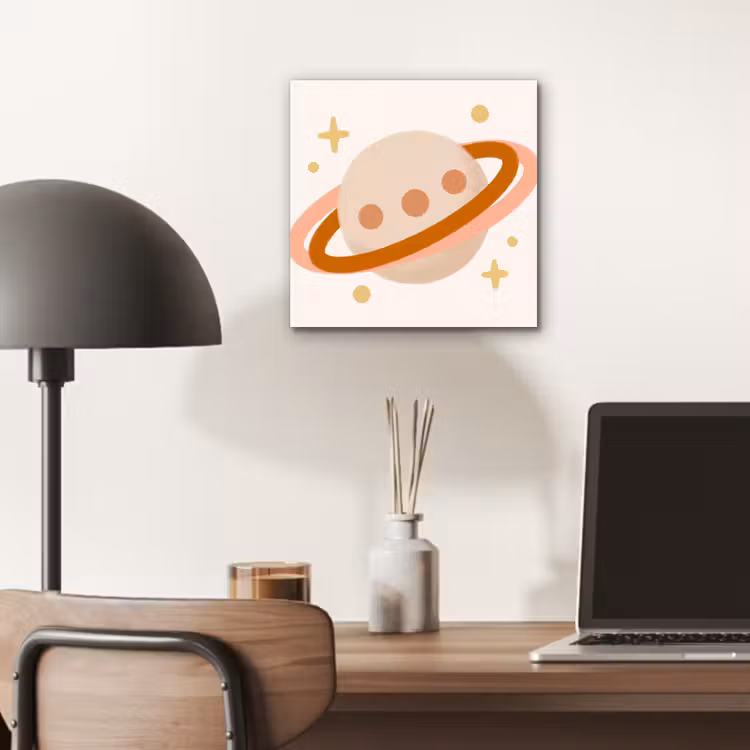 aluminium wall art - Planet - Rings - Space - Illustration - Beige — 6