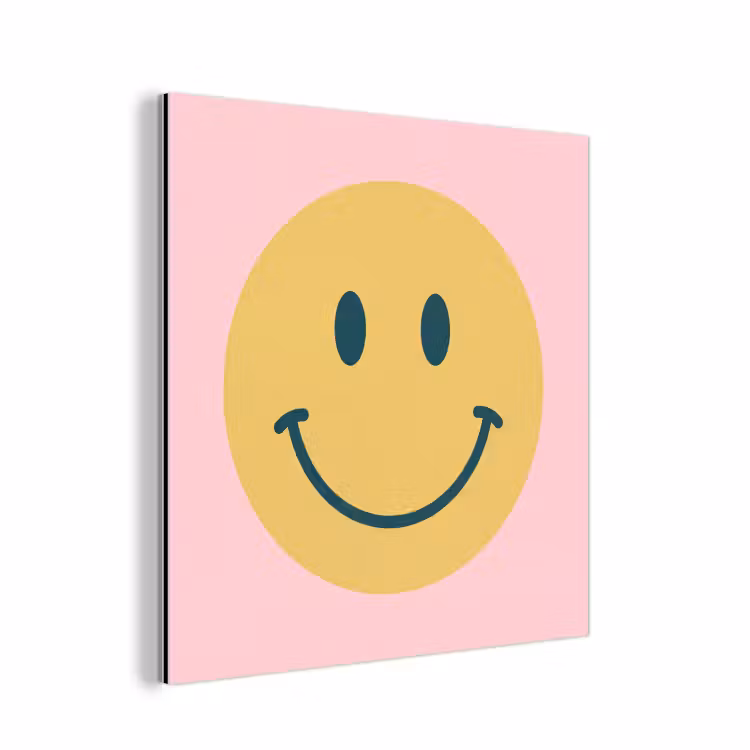 aluminium wall art - Smiley - Yellow - Pink - Symbol - Minimalist — 1