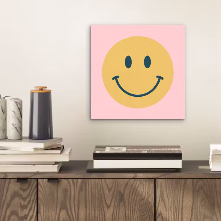 aluminium wall art - Smiley - Yellow - Pink - Symbol - Minimalist — 2