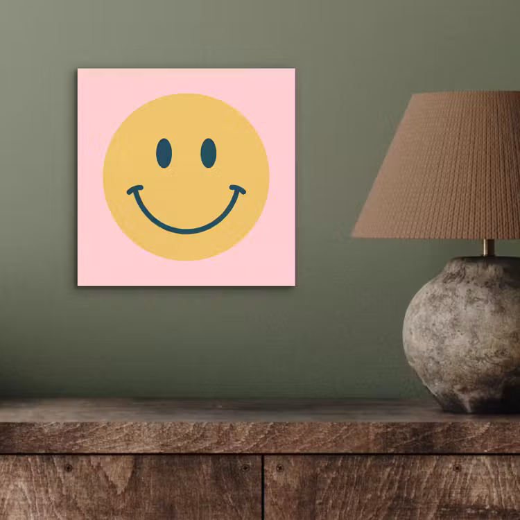 aluminium wall art - Smiley - Yellow - Pink - Symbol - Minimalist — 3