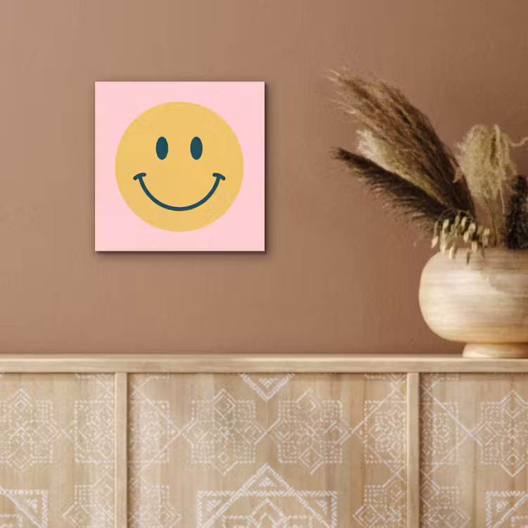 aluminium wall art - Smiley - Yellow - Pink - Symbol - Minimalist — 5