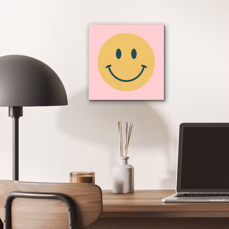 aluminium wall art - Smiley - Yellow - Pink - Symbol - Minimalist — 6